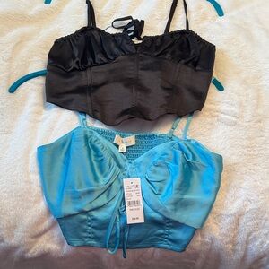La Hearts Black and Blue Crop Tops